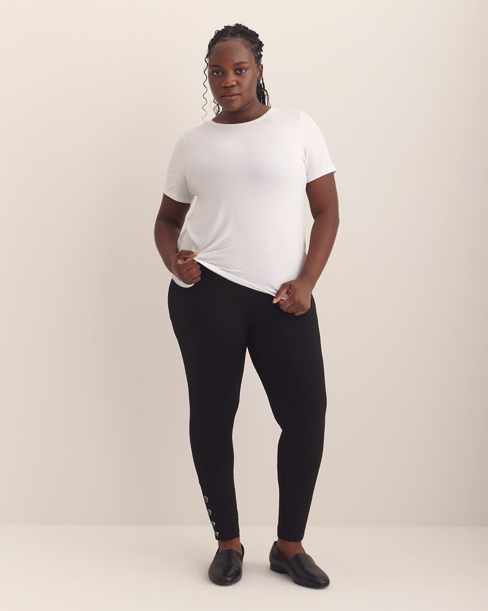 Responsible, Fashion Legging with Buttoned Hem Black