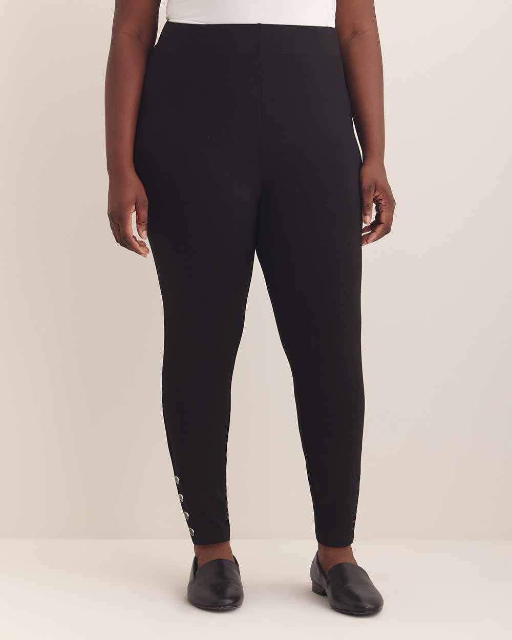 Responsible, Fashion Legging with Buttoned Hem Black