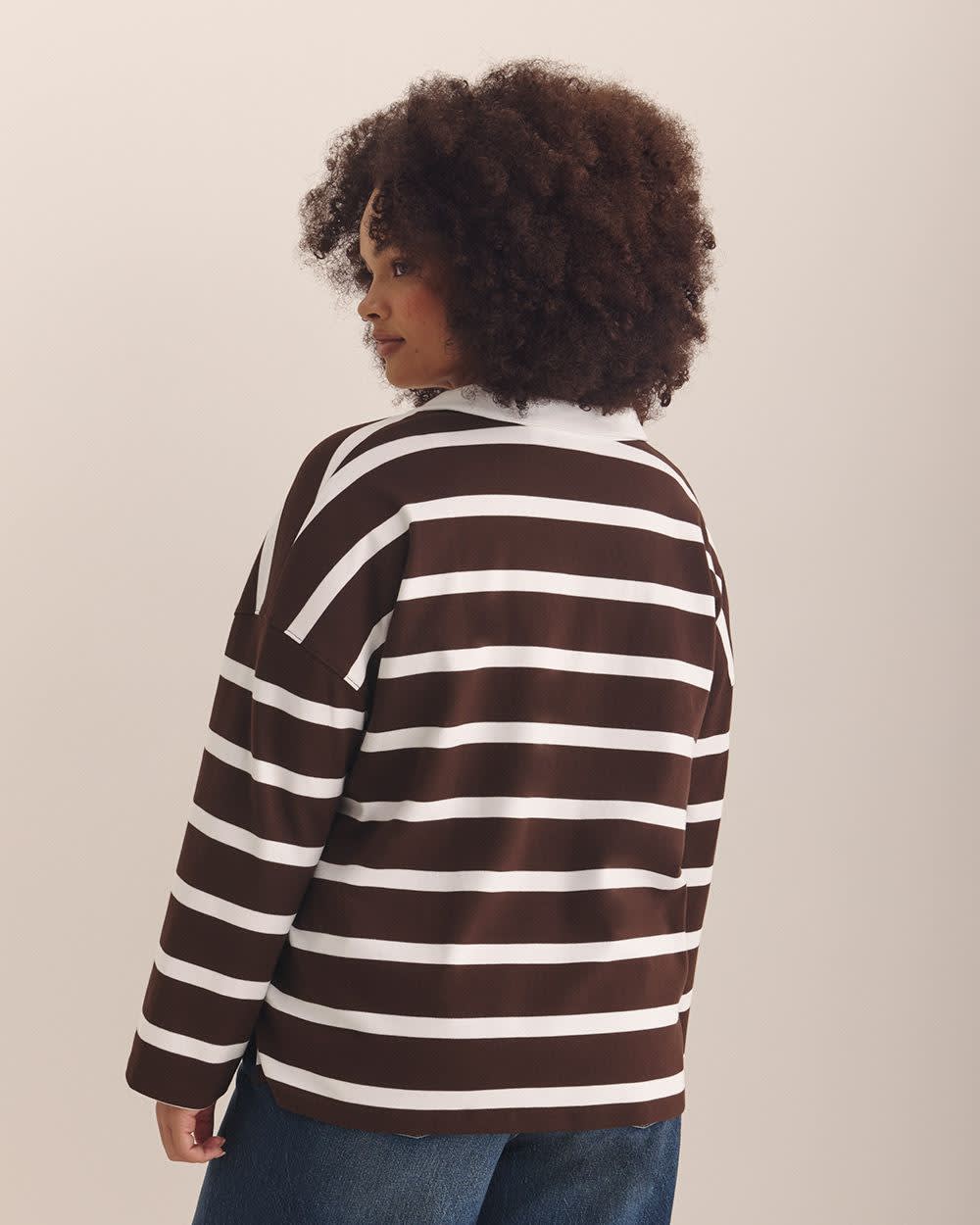Rugby Shirt White and coffee bean stripe
