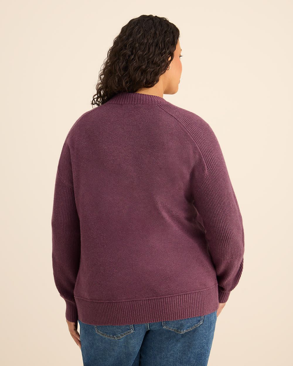Relaxed-Fit Cardigan Plum wine mix 3 Relaxed-Fit Cardigan Plum wine mix