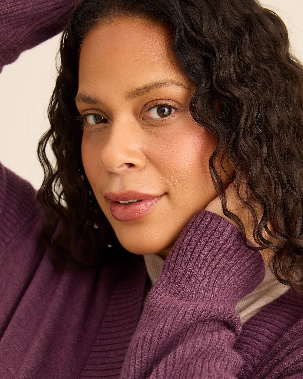 Relaxed-Fit Cardigan Plum wine mix 5 Relaxed-Fit Cardigan Plum wine mix