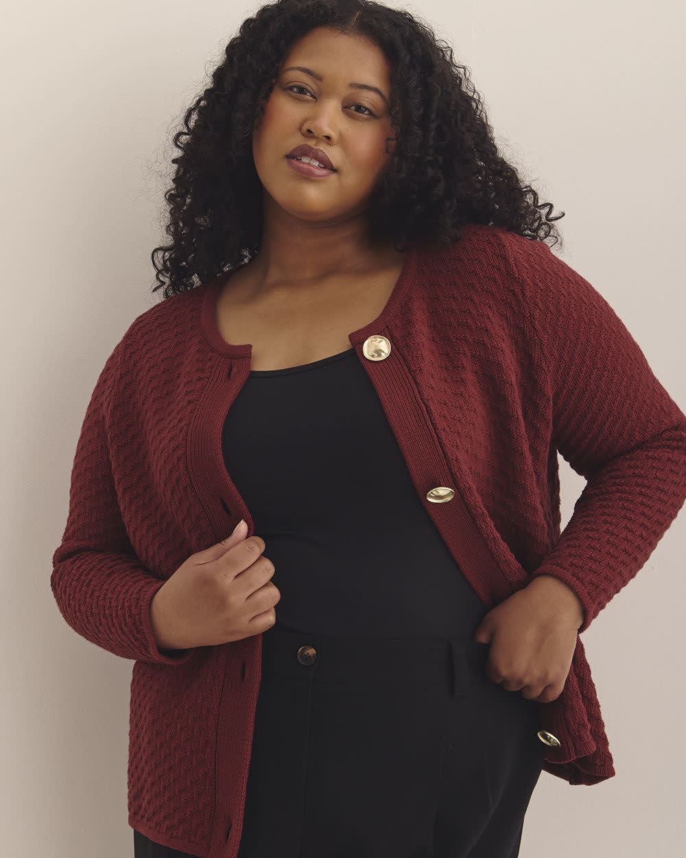Fancy Stitch Cardigan Sweater Pomegranate