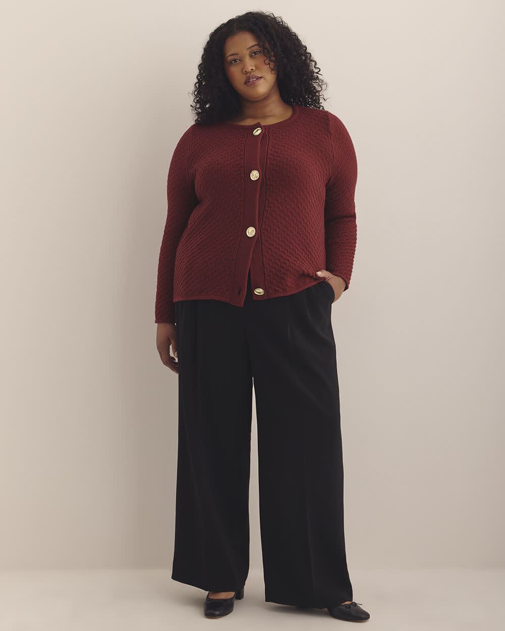Fancy Stitch Cardigan Sweater Pomegranate