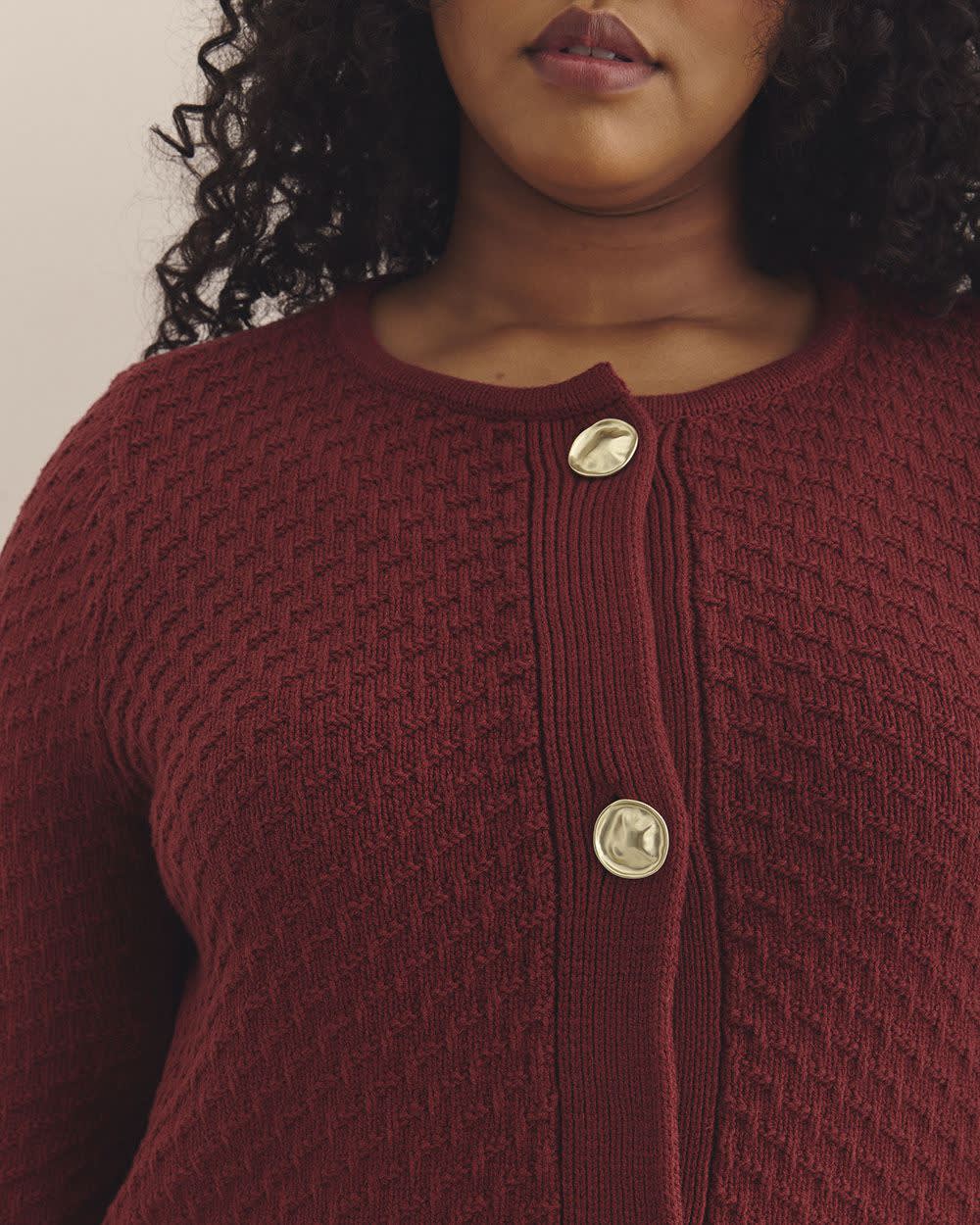 Fancy Stitch Cardigan Sweater Pomegranate