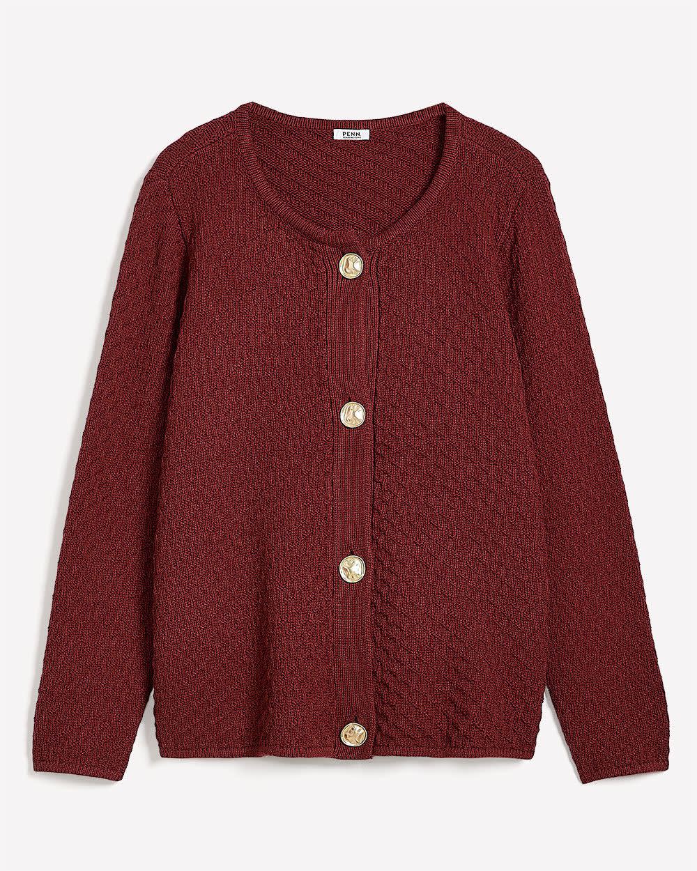 Fancy Stitch Cardigan Sweater Pomegranate