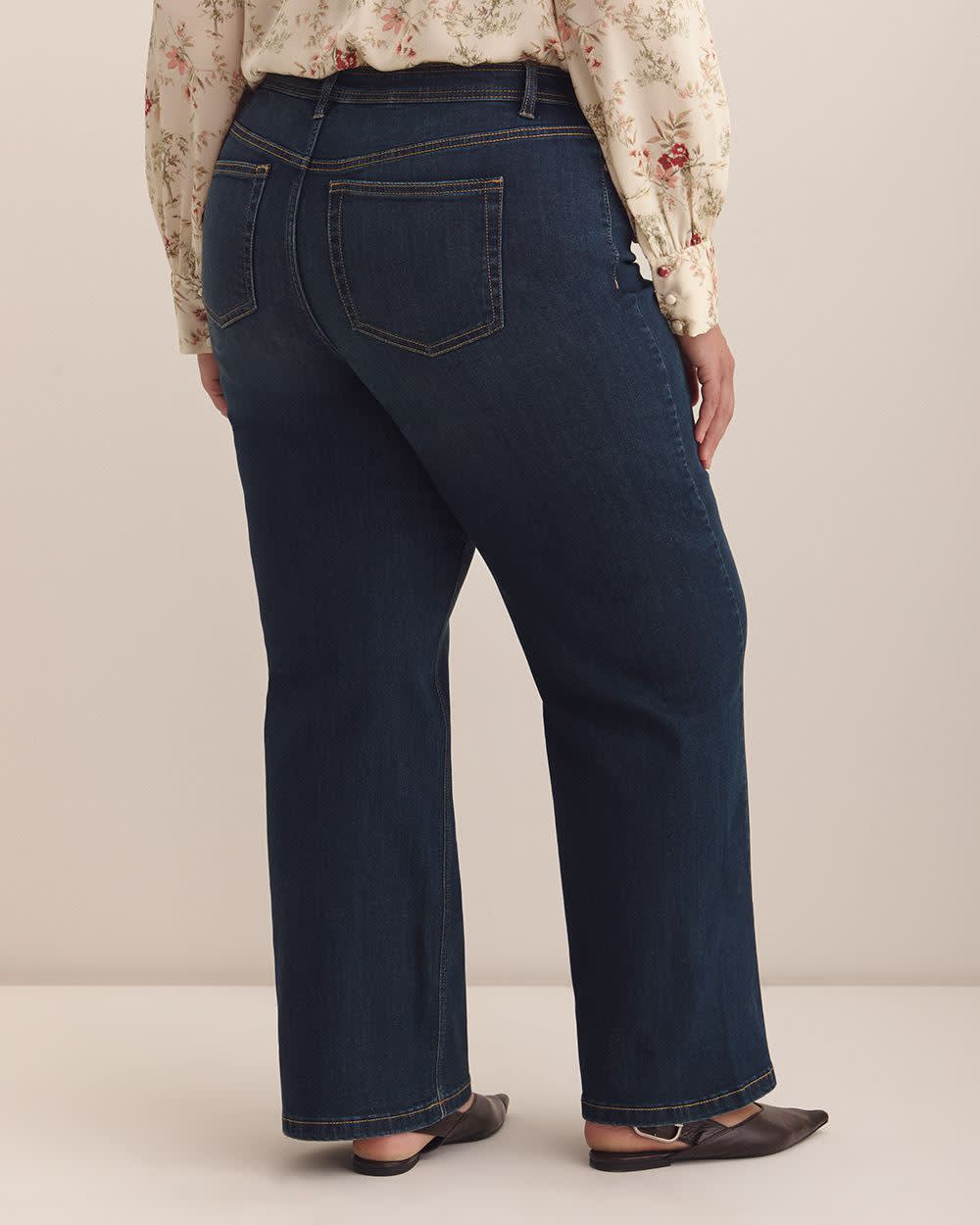 Forward Seam Ultra-Wide-Leg Denim Pant - Addition Elle Dark denim