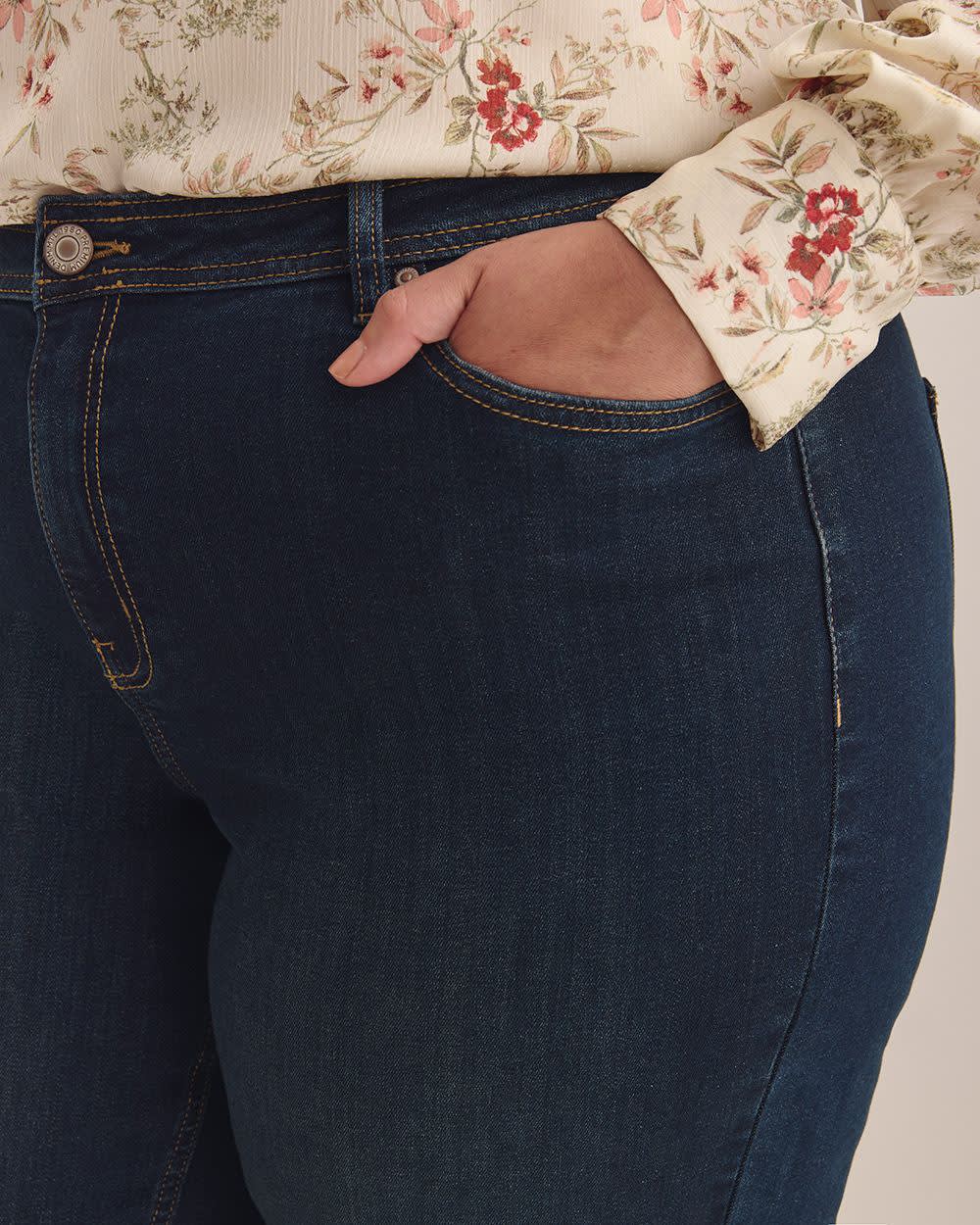Forward Seam Ultra-Wide-Leg Denim Pant - Addition Elle Dark denim
