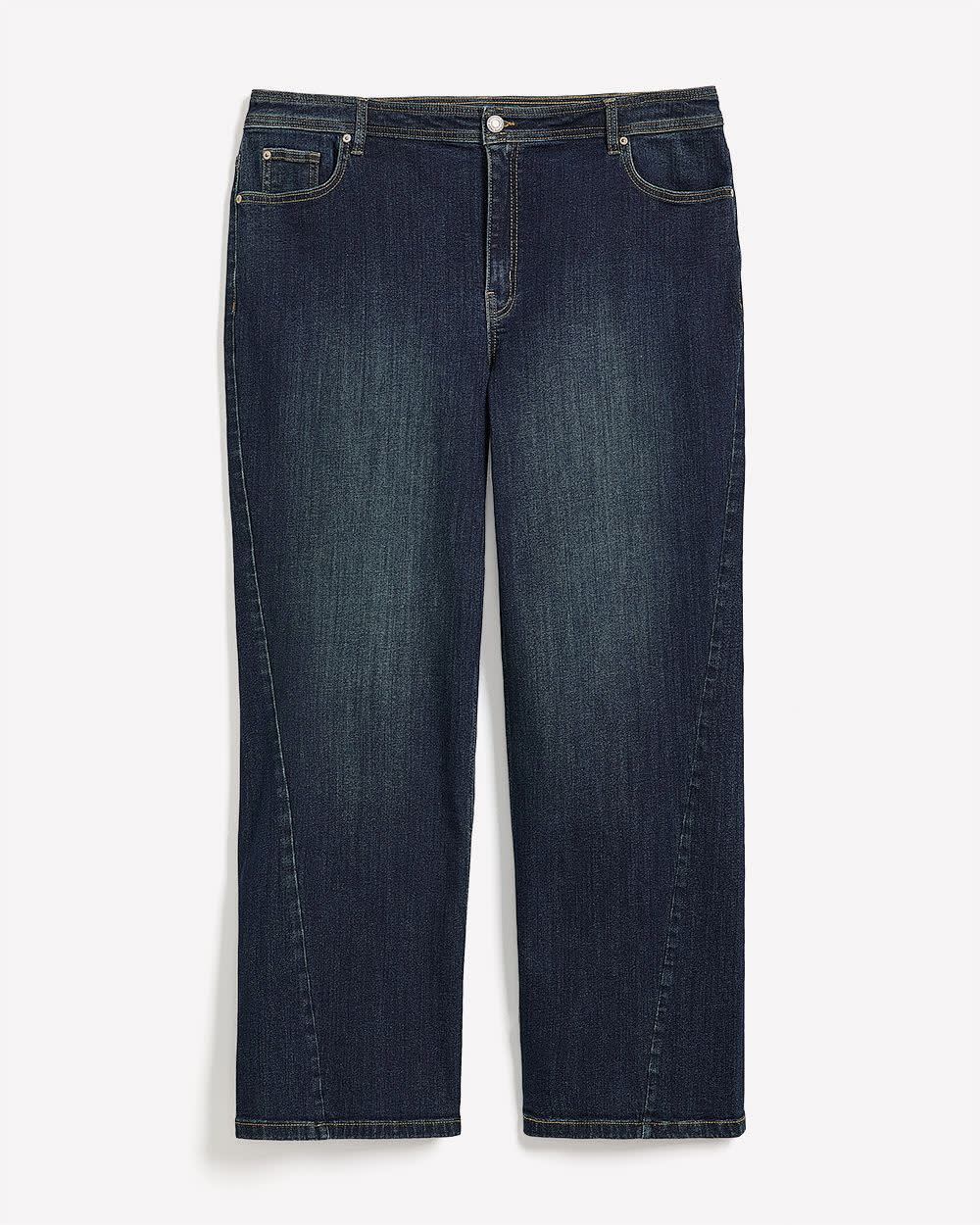 Forward Seam Ultra-Wide-Leg Denim Pant - Addition Elle Dark denim