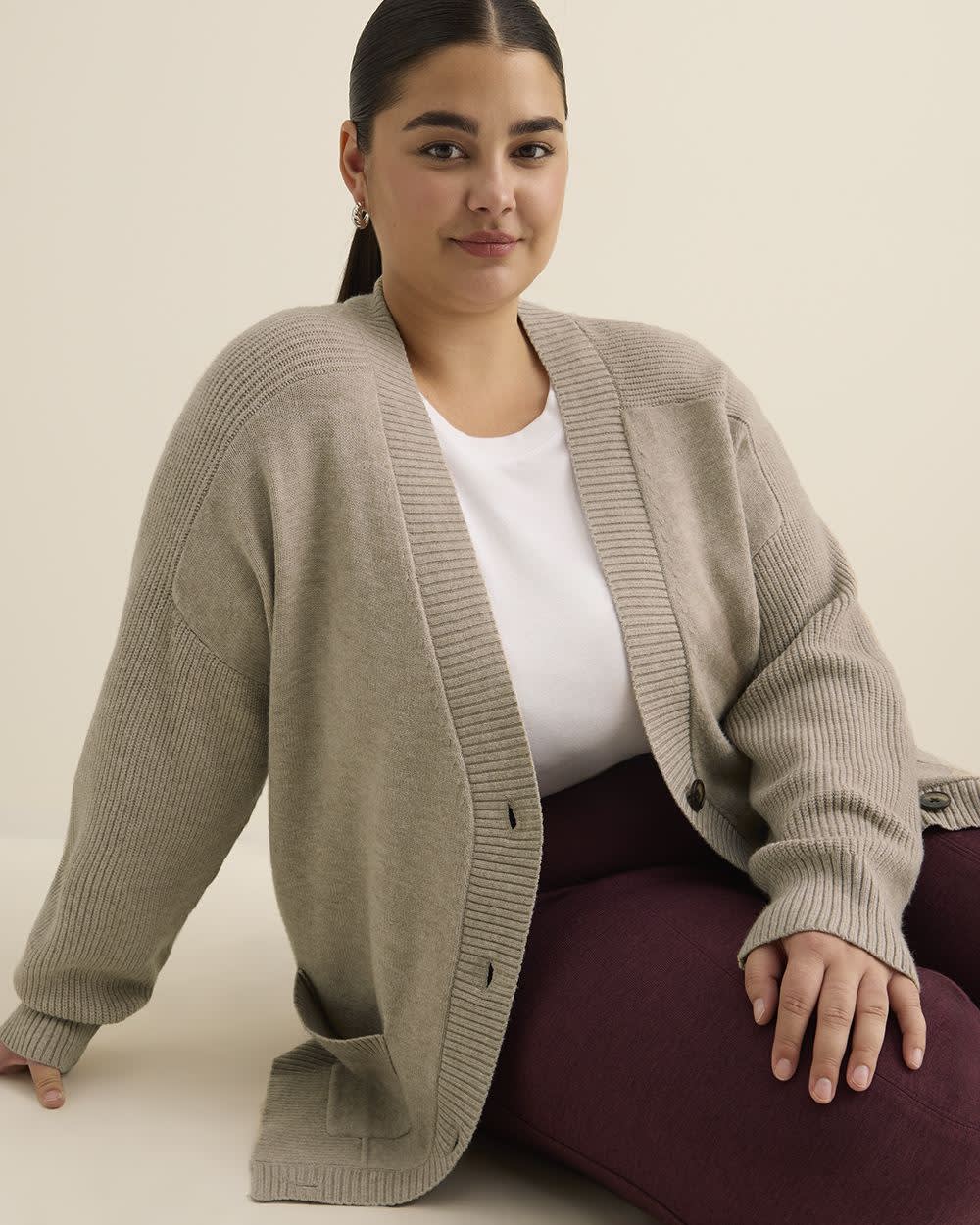 Relaxed-Fit Cardigan Dark oat taupe