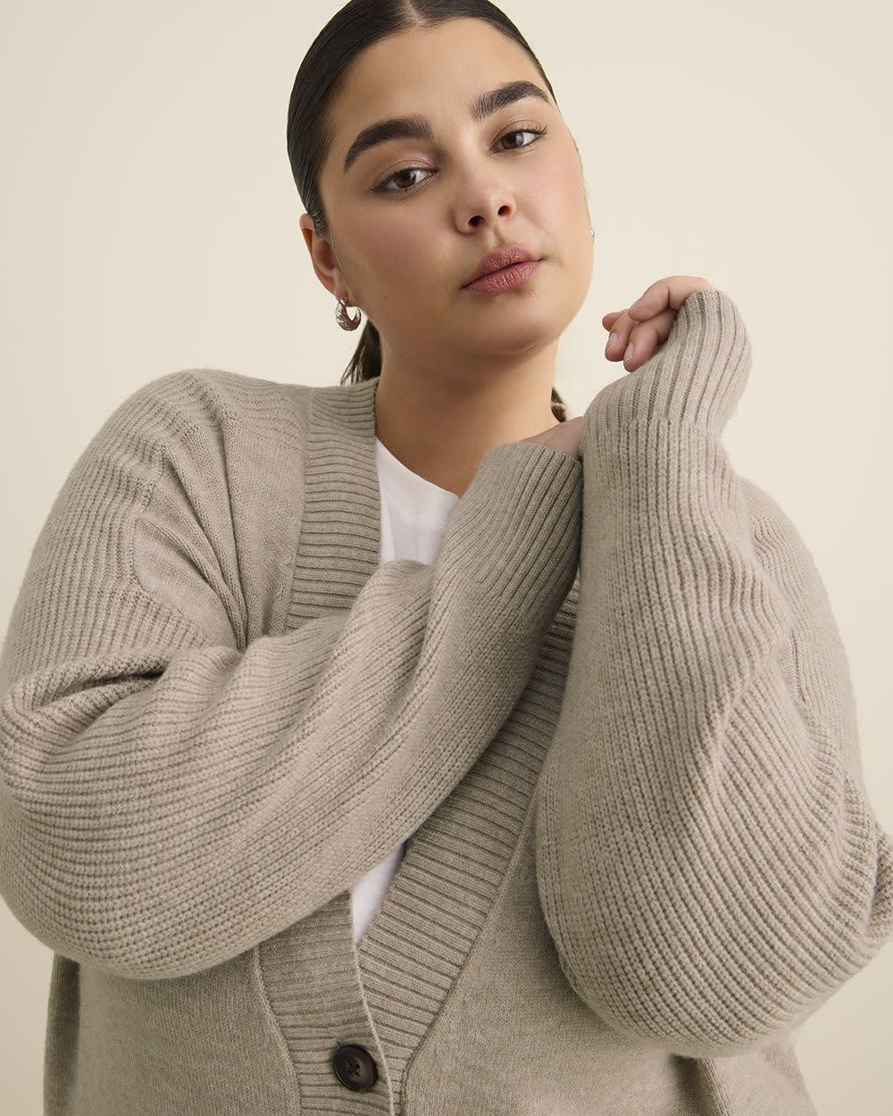 Relaxed-Fit Cardigan Dark oat taupe