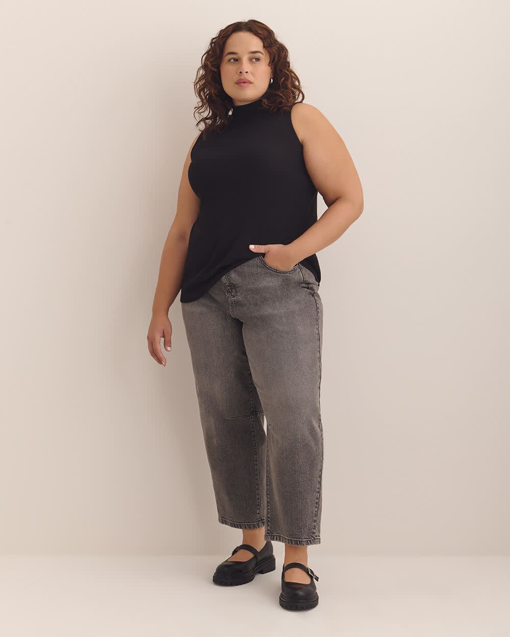 Modern-Fit Sleeveless Rib Knit Tank - PENN. Essentials Black