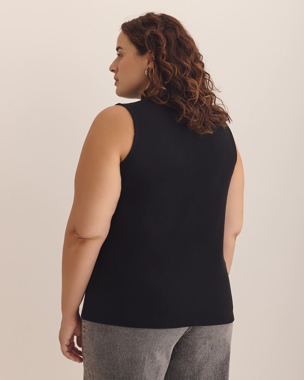 Modern-Fit Sleeveless Rib Knit Tank - PENN. Essentials Black