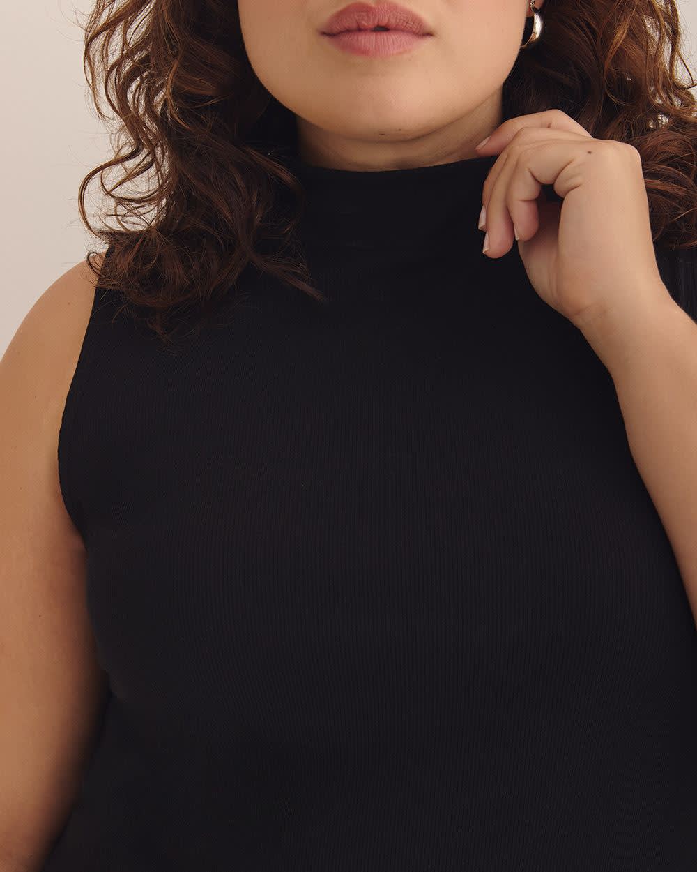 Modern-Fit Sleeveless Rib Knit Tank - PENN. Essentials Black
