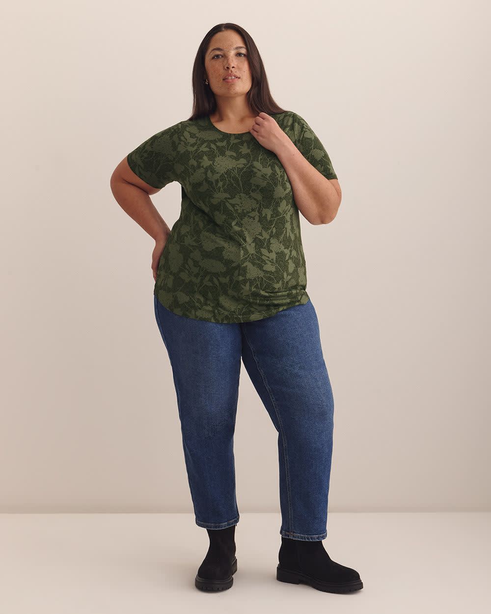 Responsible, Printed Modern-Fit Tee - Addition Elle - PENN. Essentials Thyme printed