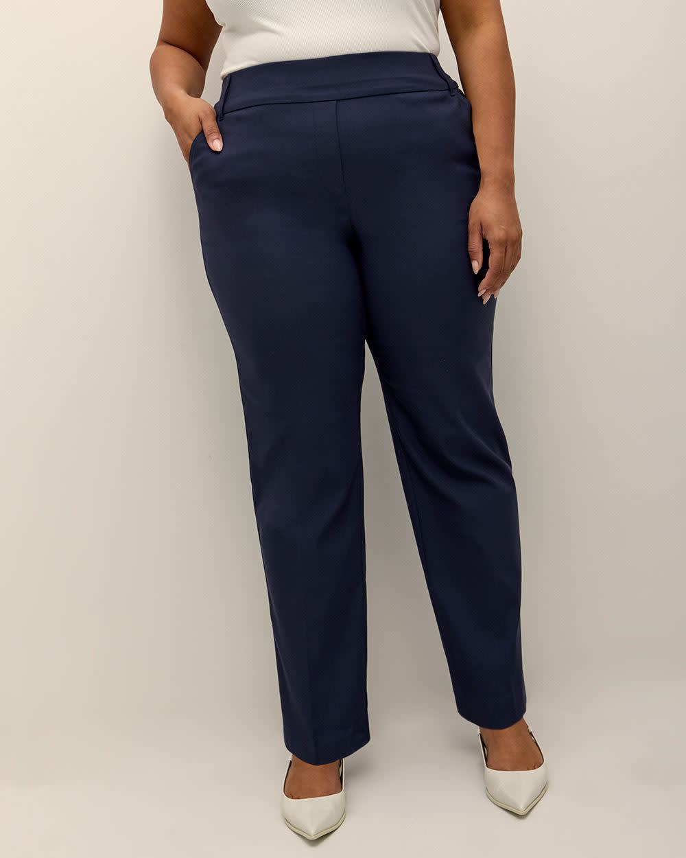 Petite, Navy Savvy-Fit Straight-Leg Pant - PENN. Essentials Navy Blazer