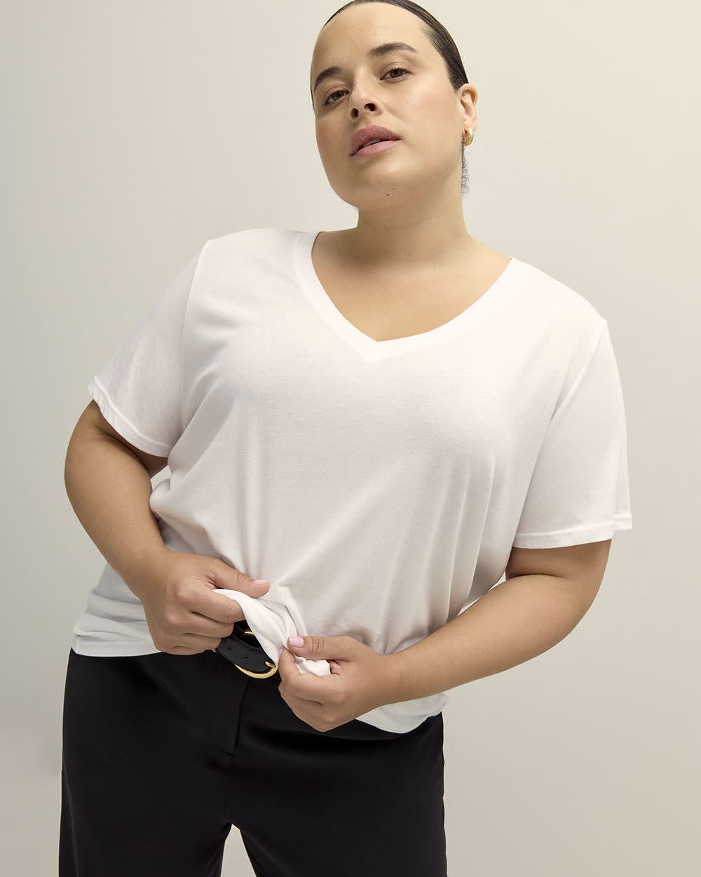 Boyfriend-Fit Short-Sleeve Tee - PENN. Essentials Bright White 1 Boyfriend-Fit Short-Sleeve Tee - PENN. Essentials Bright White
