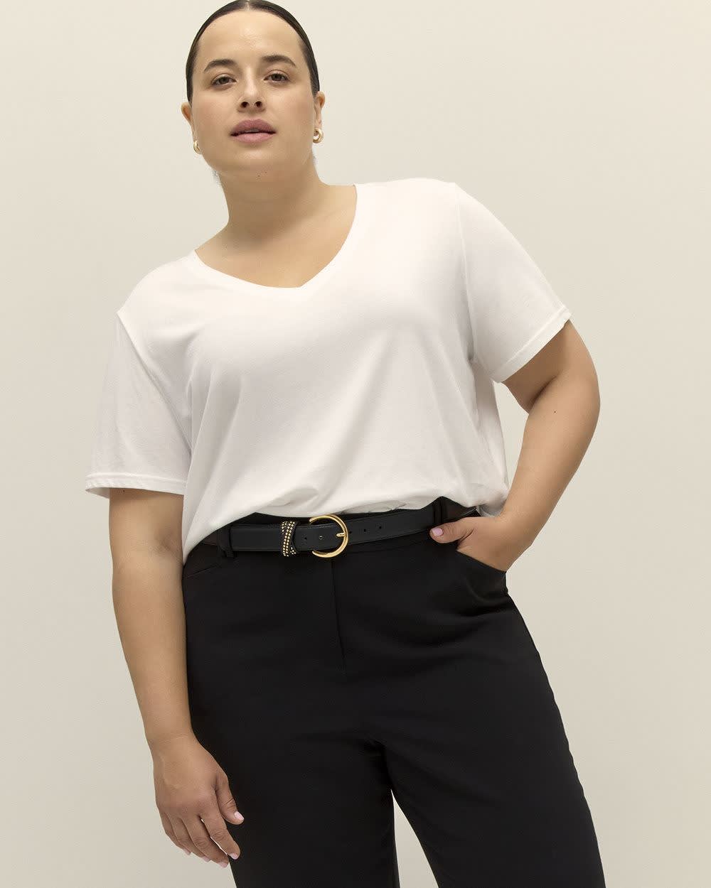 Boyfriend-Fit Short-Sleeve Tee - PENN. Essentials Bright White 2 Boyfriend-Fit Short-Sleeve Tee - PENN. Essentials Bright White