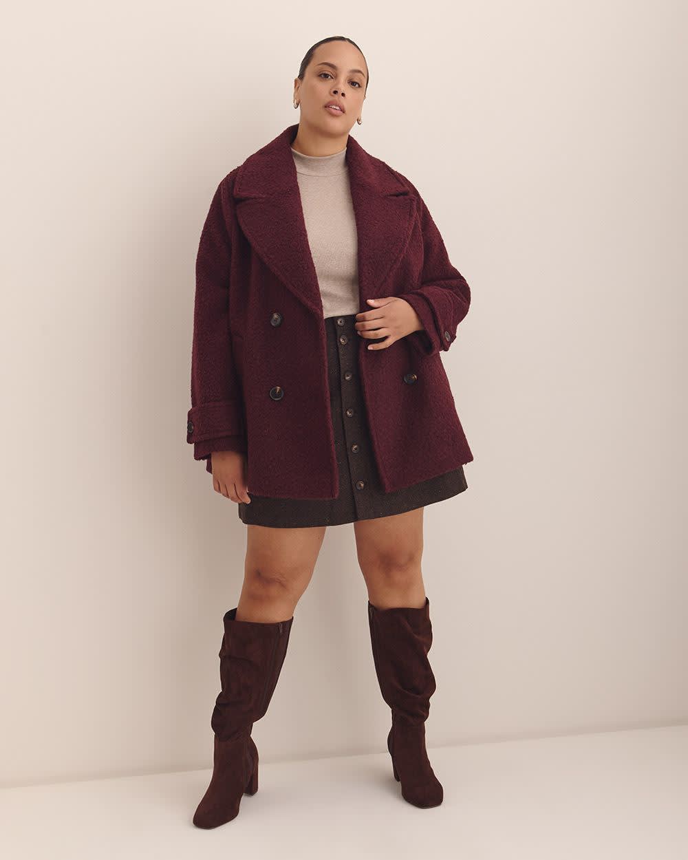 Bouclé Peacoat Burgundy-