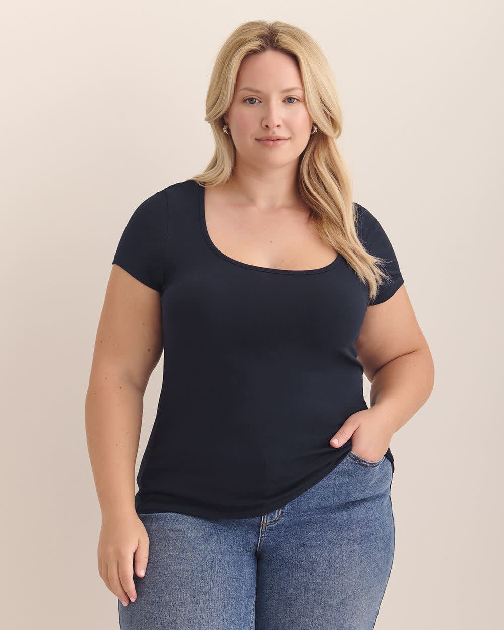 Rounded-Neck Baby Tee - Addition Elle - PENN. Essentials Sky captain 1 Rounded-Neck Baby Tee - Addition Elle - PENN. Essentials Sky captain