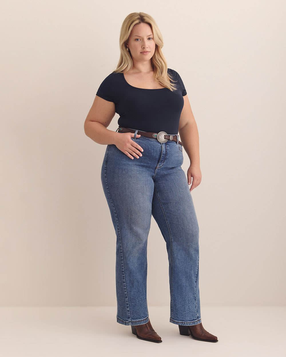 Rounded-Neck Baby Tee - Addition Elle - PENN. Essentials Sky captain 2 Rounded-Neck Baby Tee - Addition Elle - PENN. Essentials Sky captain