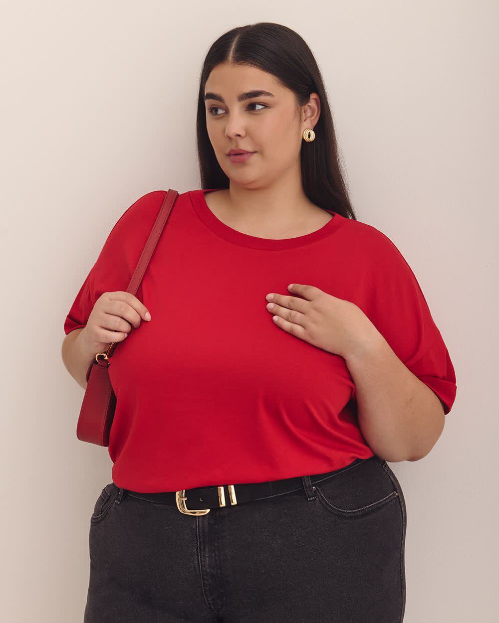 Boxy Short-Sleeve Crewneck T-Shirt - PENN. Essentials Savvy Red