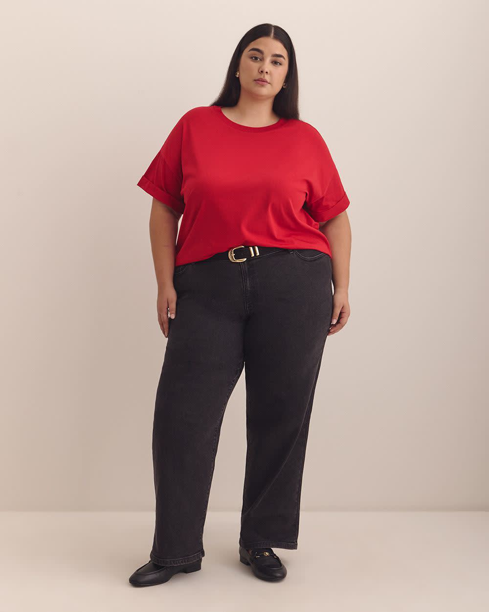 Boxy Short-Sleeve Crewneck T-Shirt - PENN. Essentials Savvy Red
