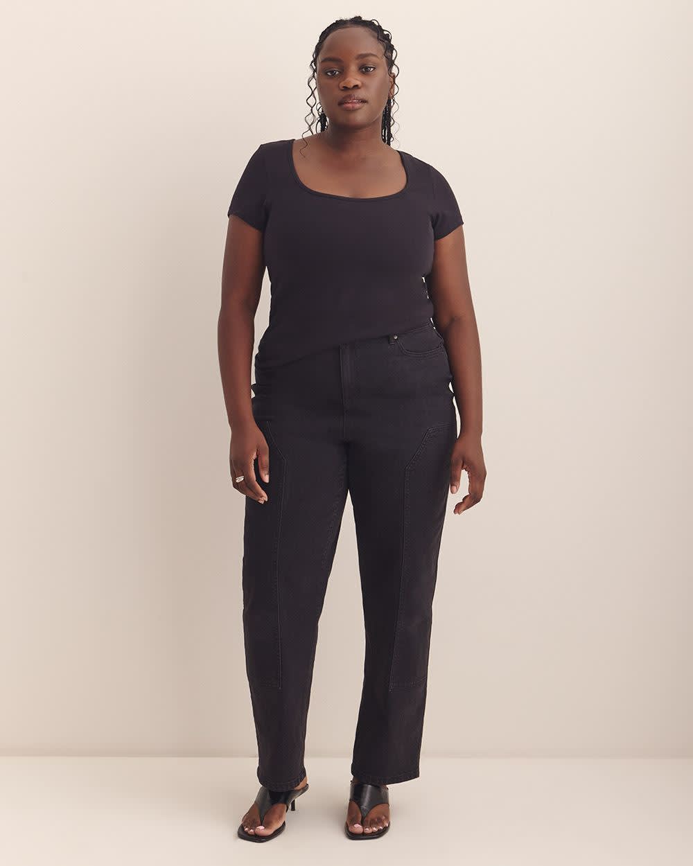 Rounded-Neck Baby Tee - Addition Elle - PENN. Essentials Black