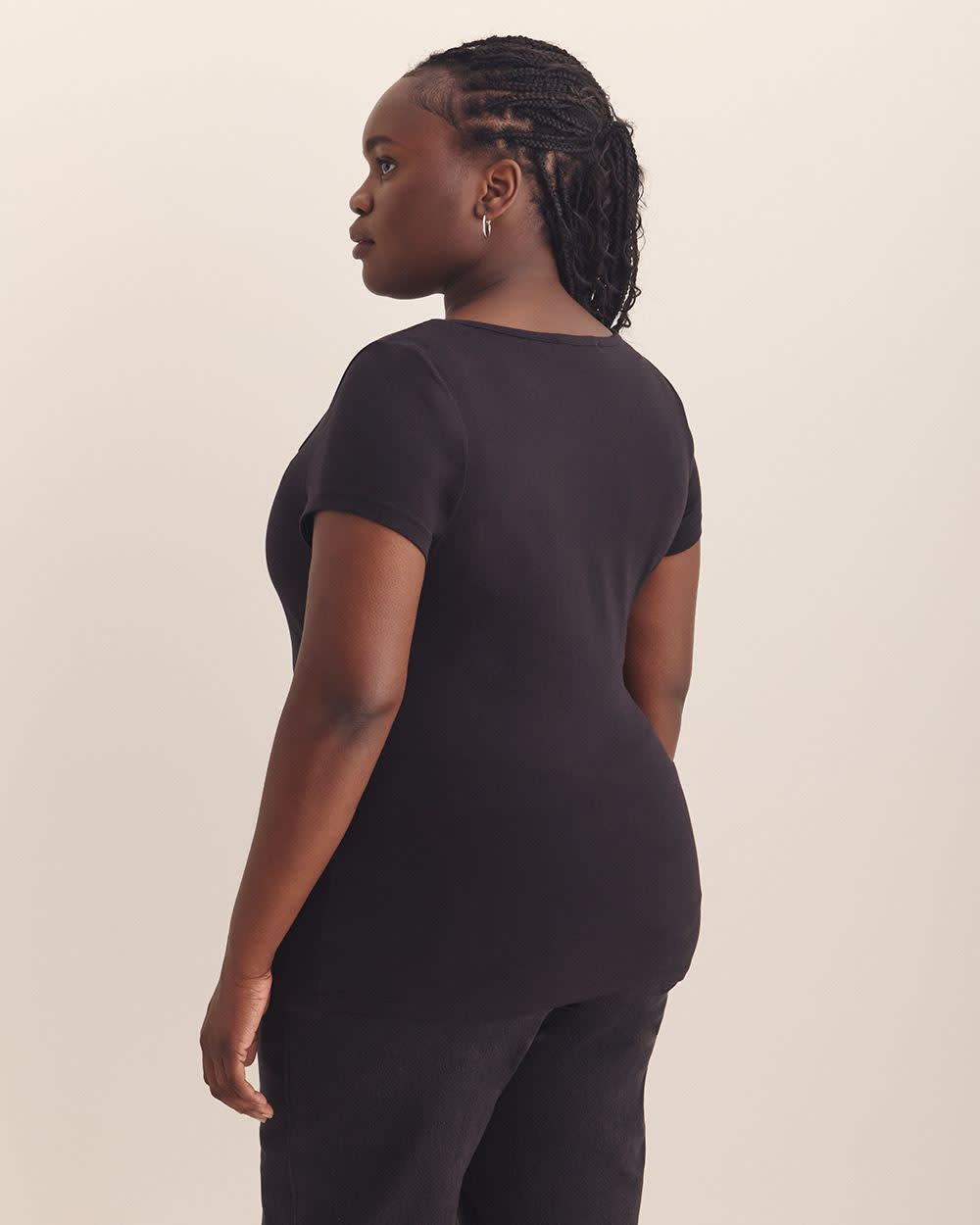 Rounded-Neck Baby Tee - Addition Elle - PENN. Essentials Black
