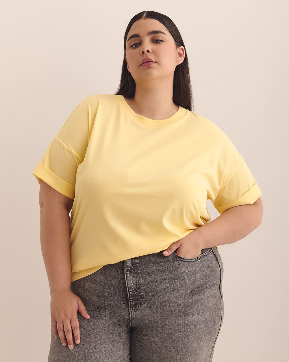 Boxy Short-Sleeve Crewneck T-Shirt - PENN. Essentials Italian Straw