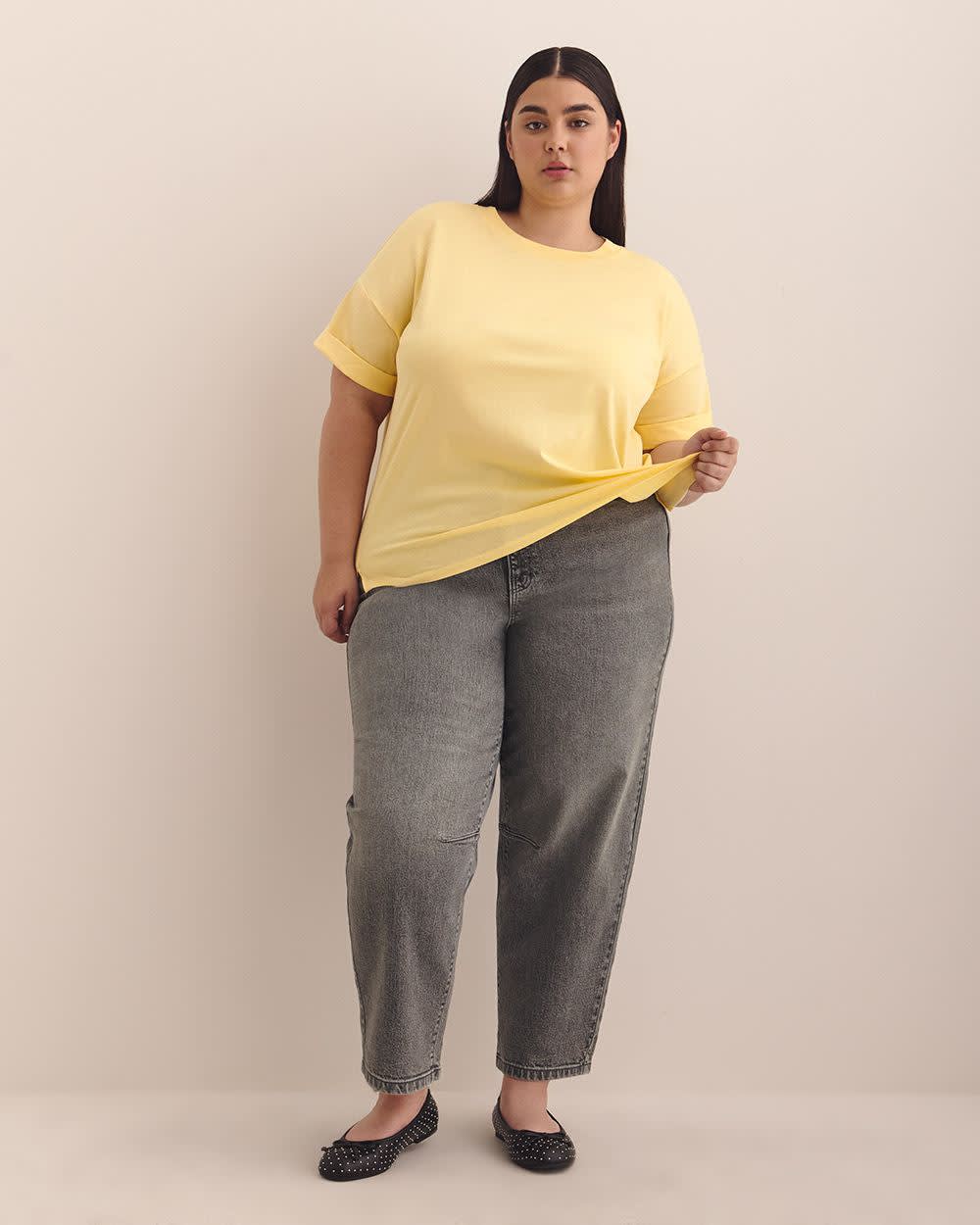 Boxy Short-Sleeve Crewneck T-Shirt - PENN. Essentials Italian Straw