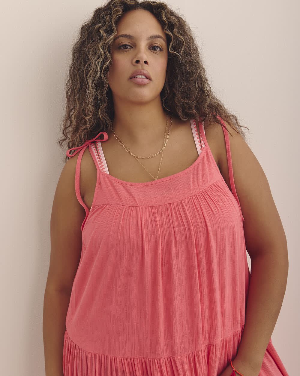 Long Crinkle Swim Cover-Up Dress Calypso coral 2 Long Crinkle Swim Cover-Up Dress Calypso coral