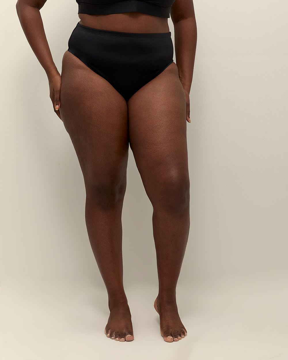 High-Rise Cheeky Swim Bikini Bottom Black 2 High-Rise Cheeky Swim Bikini Bottom Black