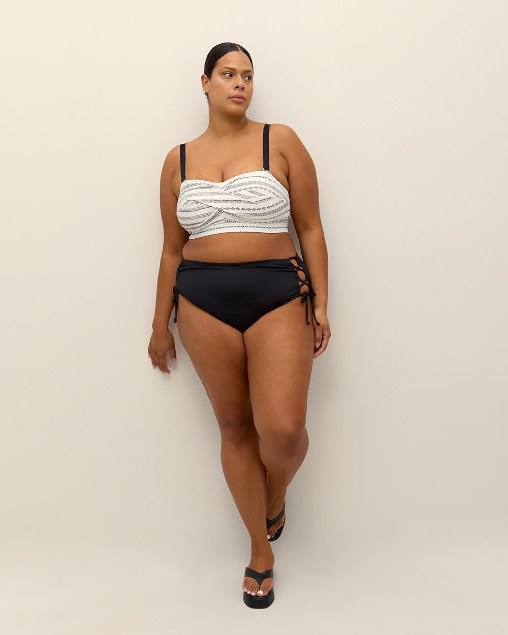 High-Rise Cheeky Bikini Swim Bottom with Lace-Up on Sides Black 1 High-Rise Cheeky Bikini Swim Bottom with Lace-Up on Sides Black
