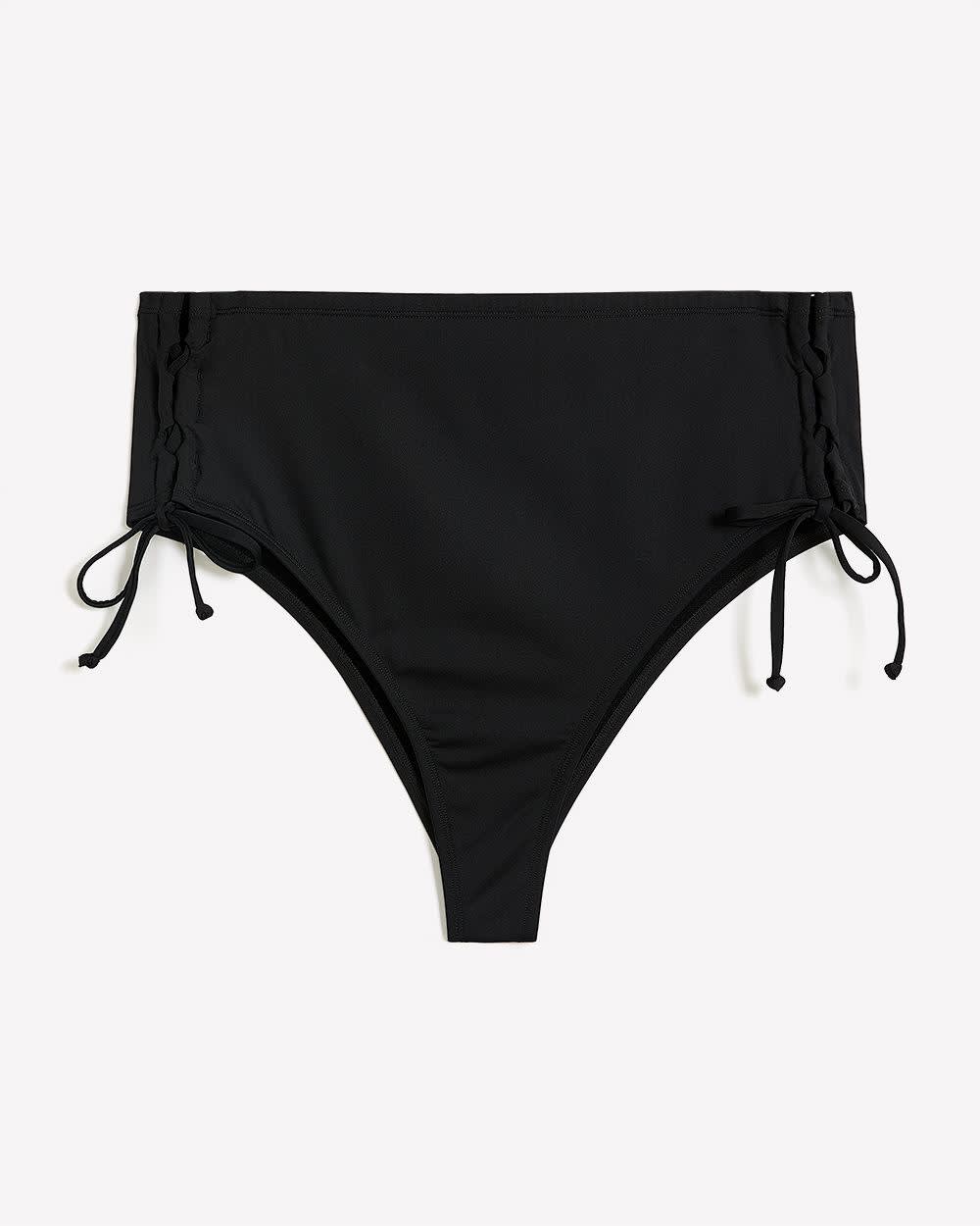 High-Rise Cheeky Bikini Swim Bottom with Lace-Up on Sides Black 5 High-Rise Cheeky Bikini Swim Bottom with Lace-Up on Sides Black