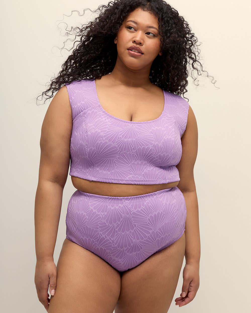 Textured Lavender High-Waisted Swim Brief English lavender