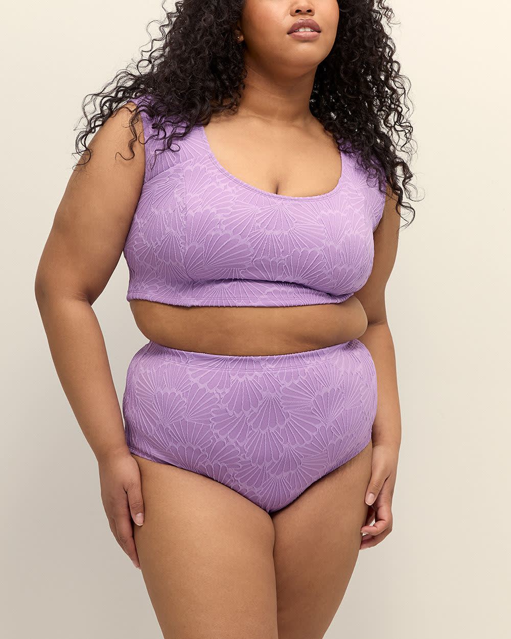 Textured Lavender High-Waisted Swim Brief English lavender