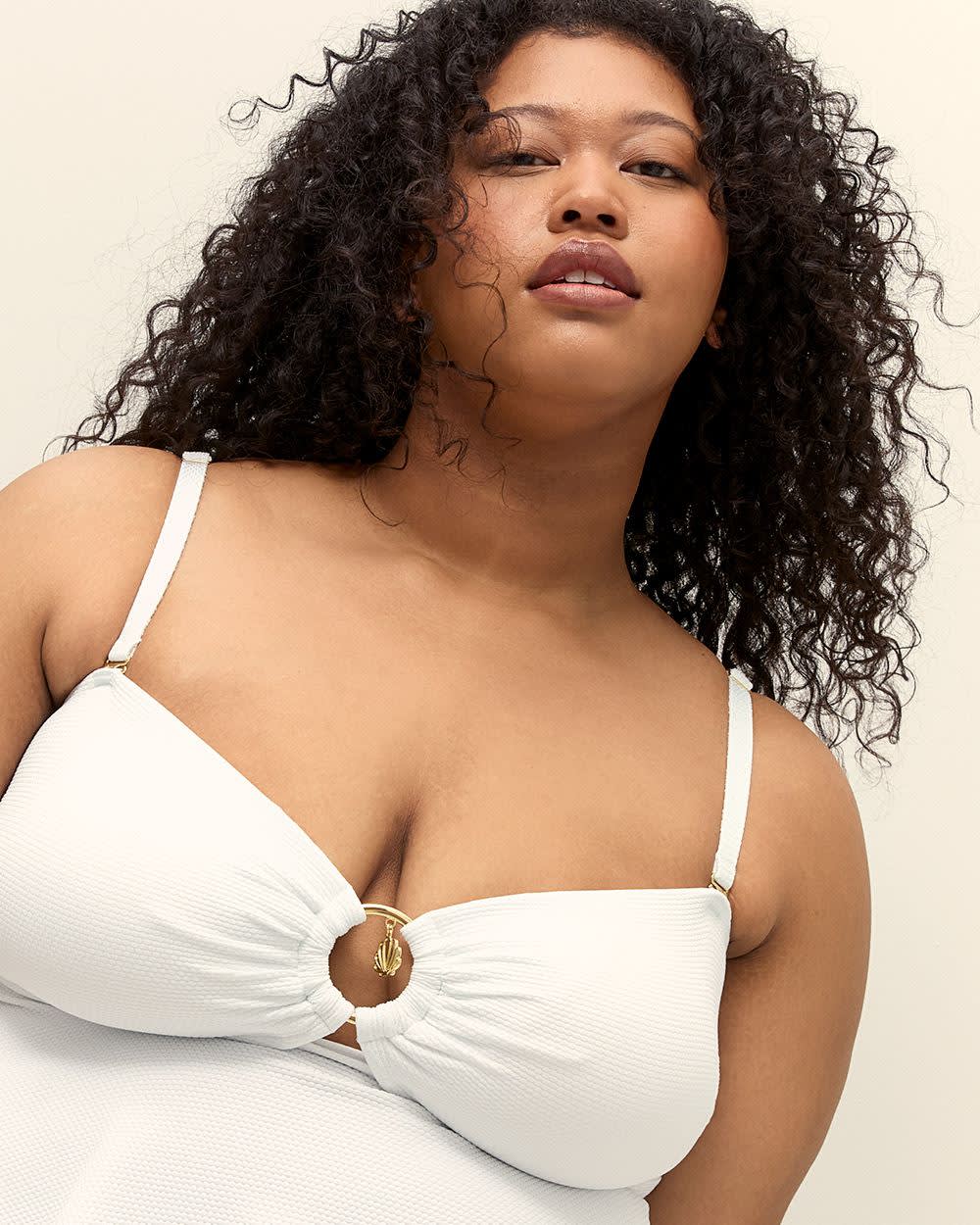 Textured White Bandeau Tankini Top Bright white 2 Textured White Bandeau Tankini Top Bright white