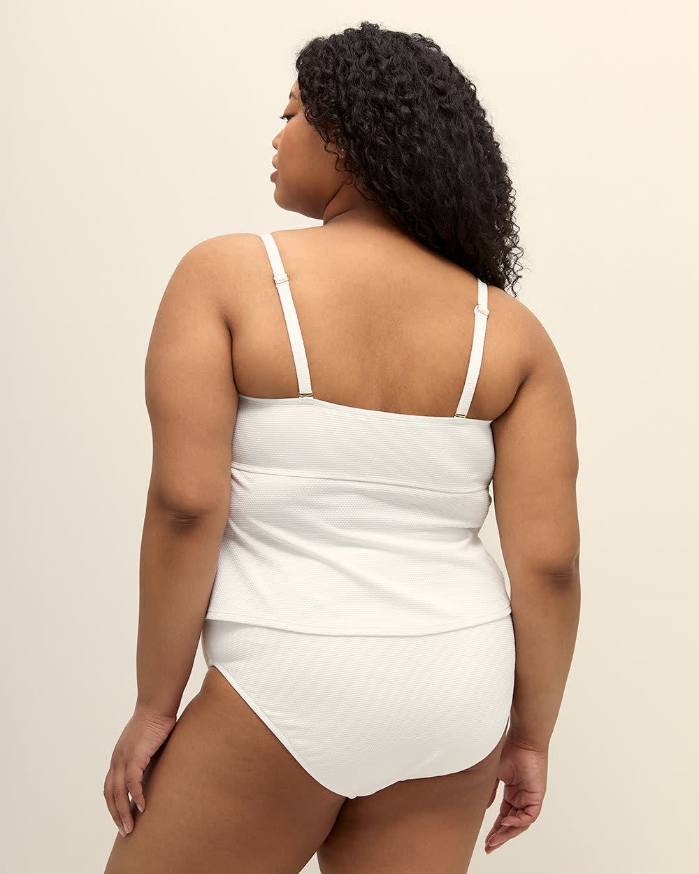 Textured White Bandeau Tankini Top Bright white 3 Textured White Bandeau Tankini Top Bright white