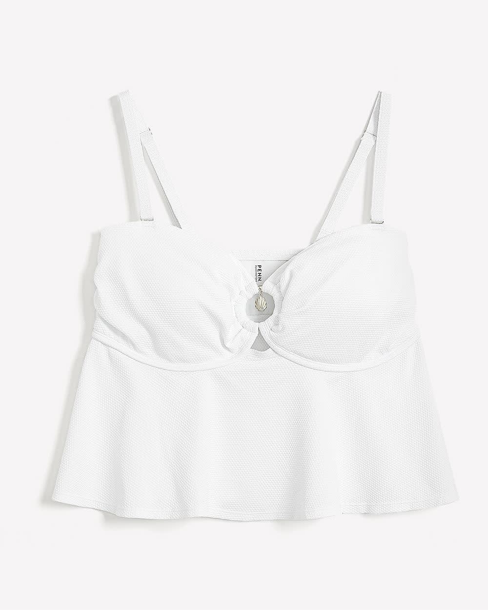Textured White Bandeau Tankini Top Bright white 6 Textured White Bandeau Tankini Top Bright white