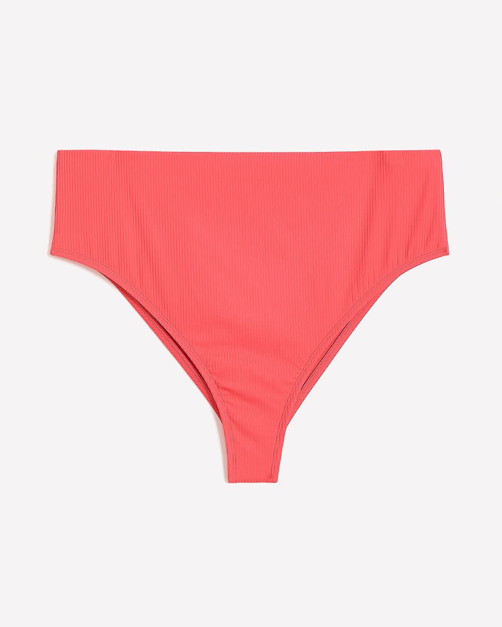 Coral High-Rise Cheeky Ribbed Swim Brief Calypso coral
