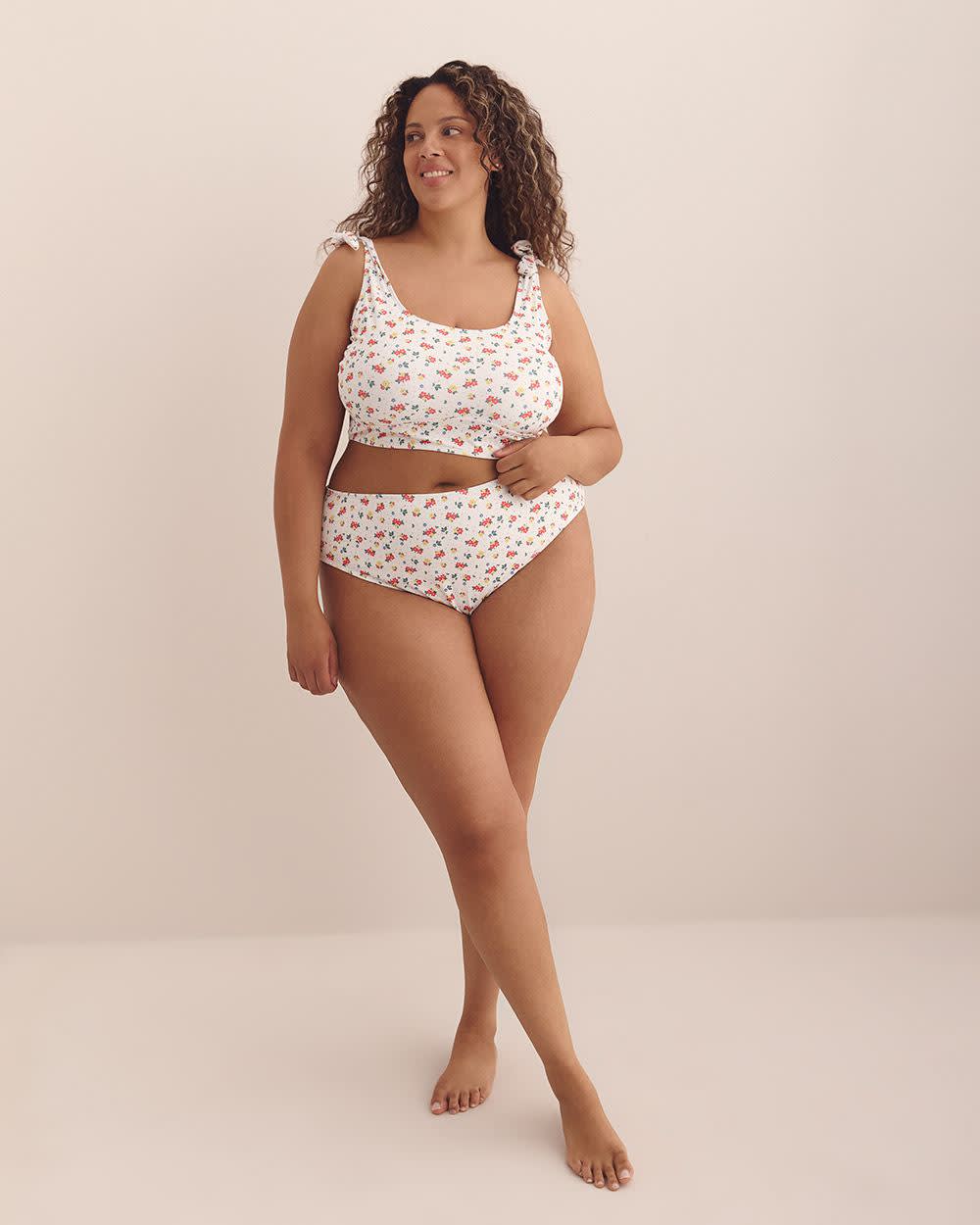 White Floral Silvia High-Waisted Bikini Brief - Nana The brand Bright white printed 1 White Floral Silvia High-Waisted Bikini Brief - Nana The brand Bright white printed