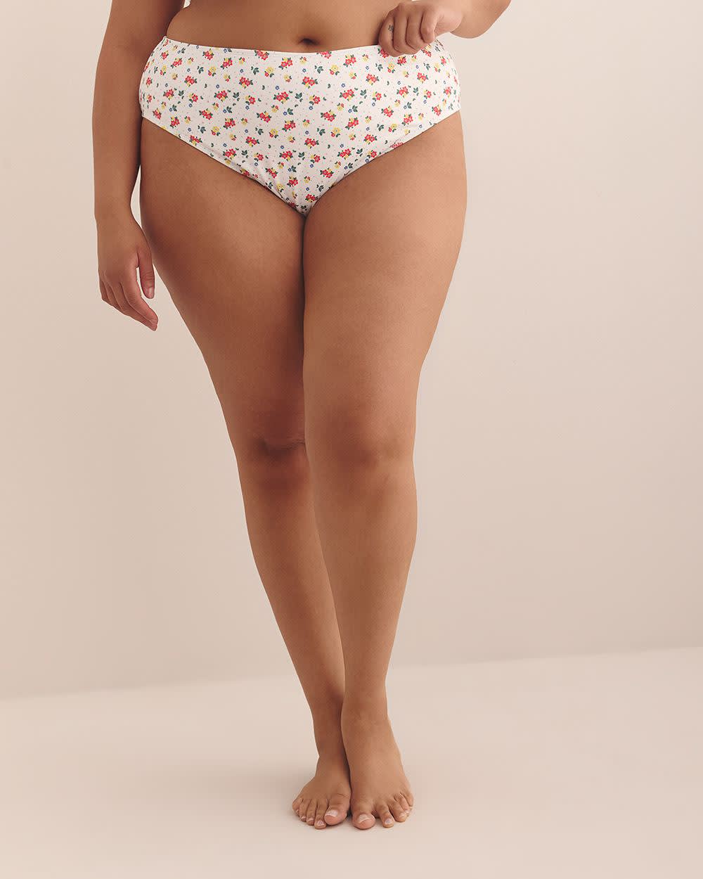 White Floral Silvia High-Waisted Bikini Brief - Nana The brand Bright white printed 2 White Floral Silvia High-Waisted Bikini Brief - Nana The brand Bright white printed