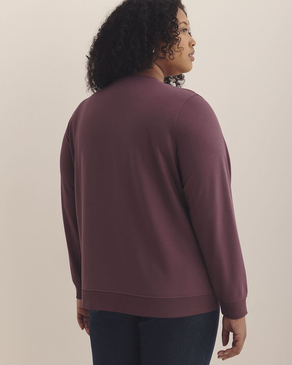 Boyfriend-Fit Crewneck Sweatshirt - PENN. Essentials Eggplant