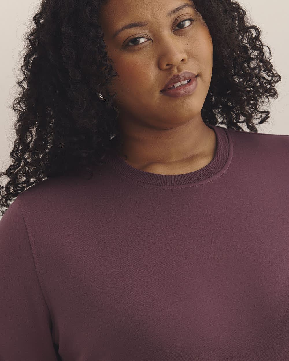 Boyfriend-Fit Crewneck Sweatshirt - PENN. Essentials Eggplant