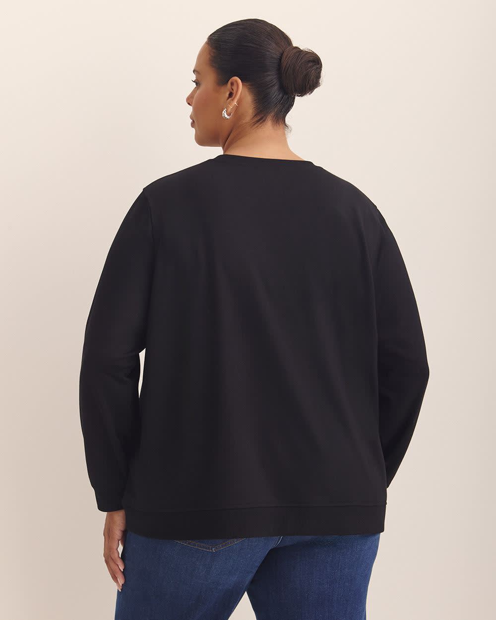 Boyfriend-Fit Crewneck Sweatshirt - PENN. Essentials Black 3 Boyfriend-Fit Crewneck Sweatshirt - PENN. Essentials Black