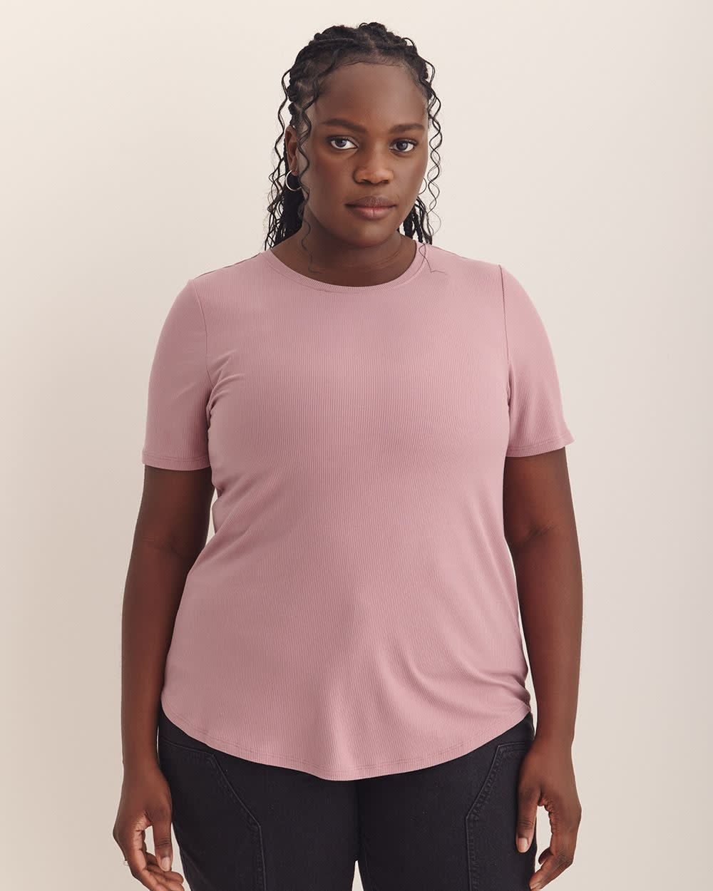 Responsible, Modern Fit Ribbed Tee - Addition Elle - PENN. Essentials Nostalgia rose 1 Responsible, Modern Fit Ribbed Tee - Addition Elle - PENN. Essentials Nostalgia rose