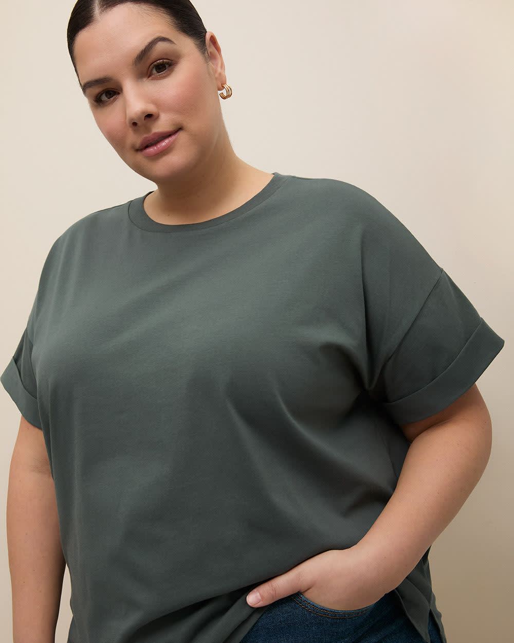 Boxy Short-Sleeve Cotton T-Shirt - PENN. Essentials Urban Chic