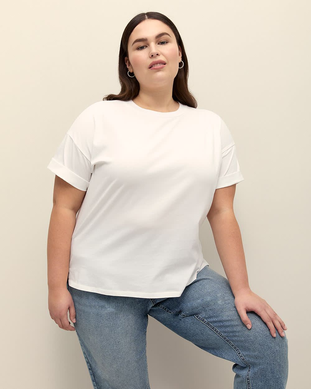 Boxy Short-Sleeve Cotton T-Shirt - PENN. Essentials Bright White