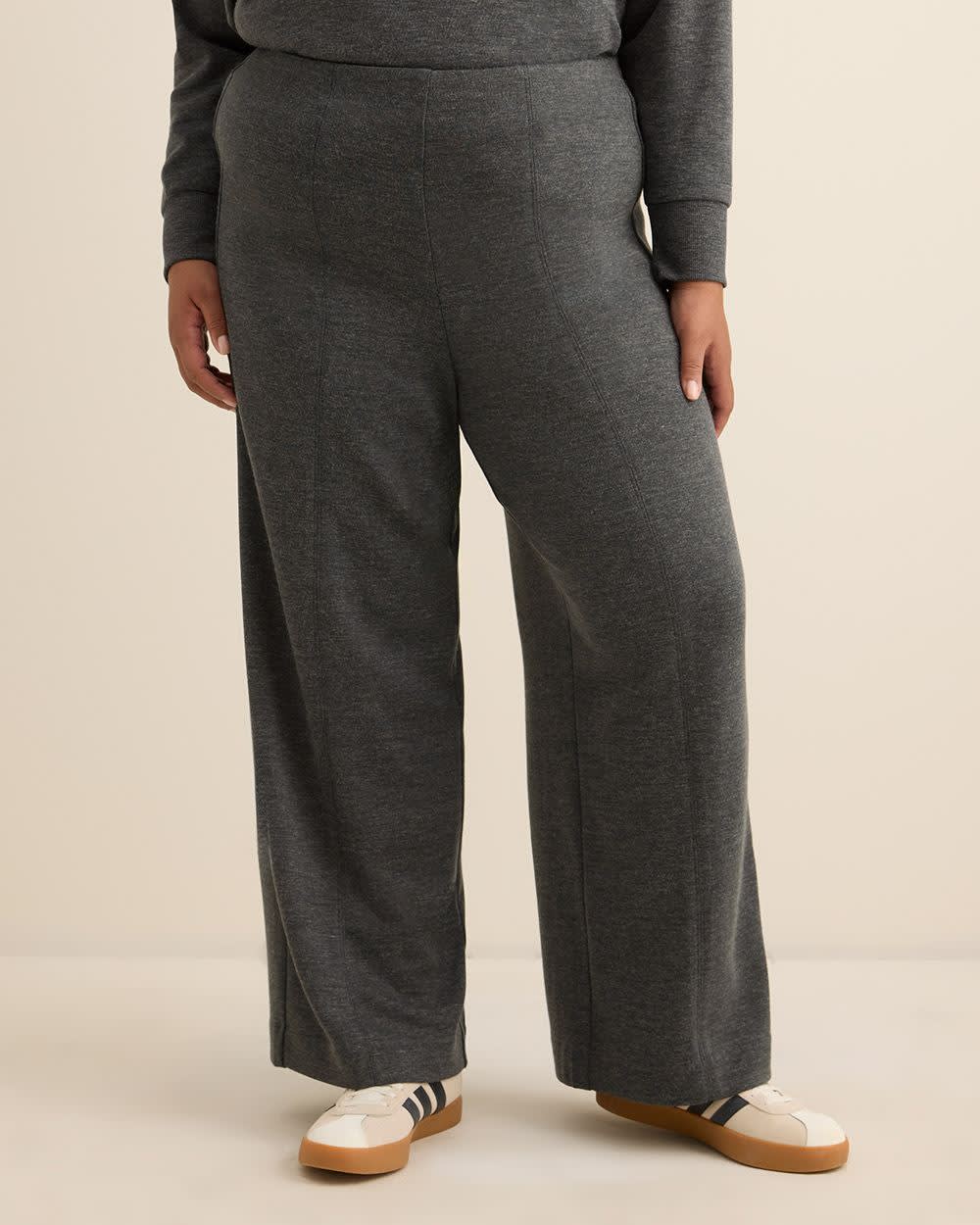 Pull-On Wide-Leg Knit Pant Dark grey mix 2 Pull-On Wide-Leg Knit Pant Dark grey mix