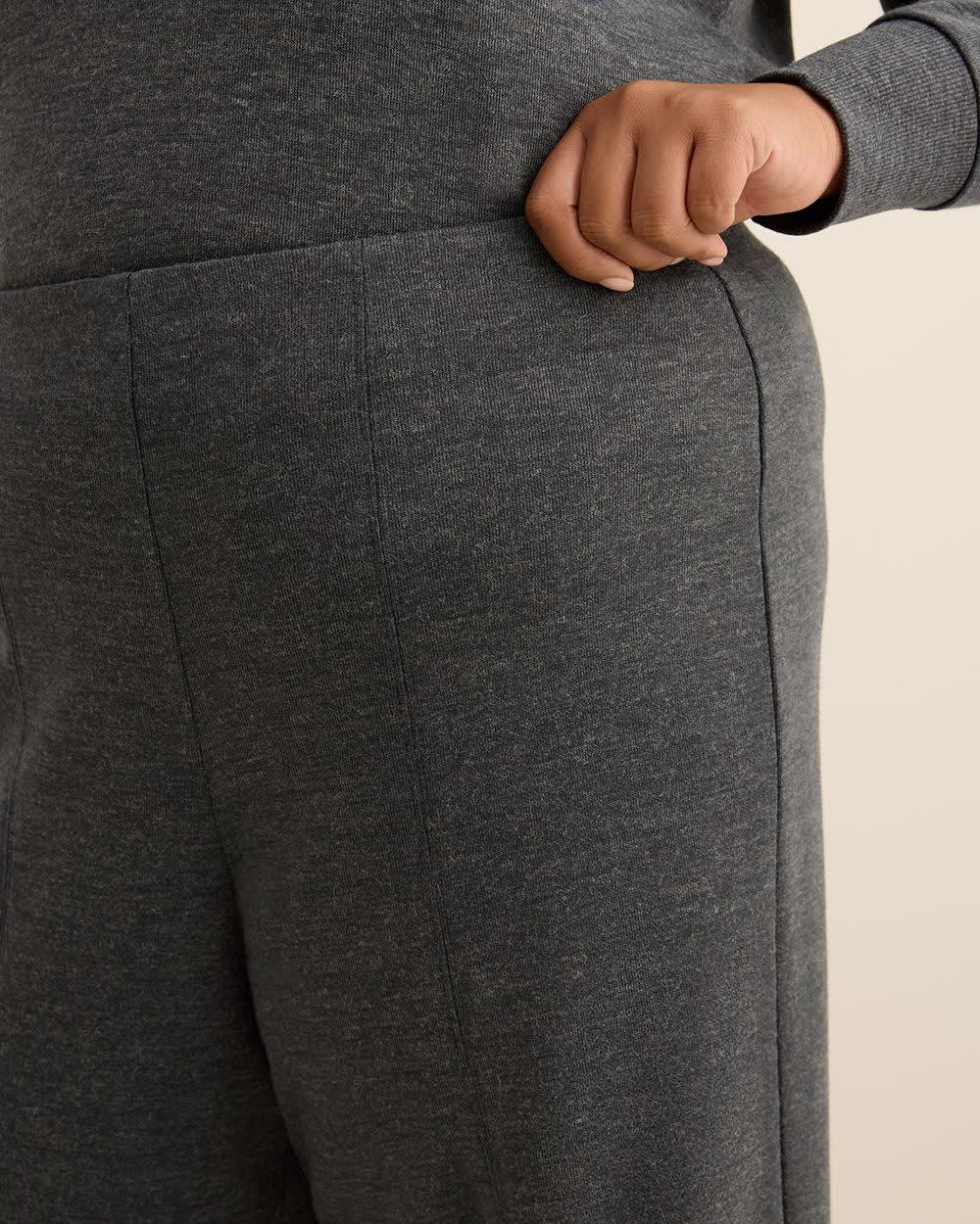 Pull-On Wide-Leg Knit Pant Dark grey mix 5 Pull-On Wide-Leg Knit Pant Dark grey mix